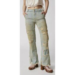 BDG Extreme Destroyed Mid Rise Boot Cut Faded Jeans 27 NWOT